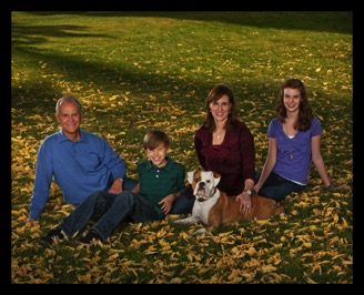 family shot in leaves